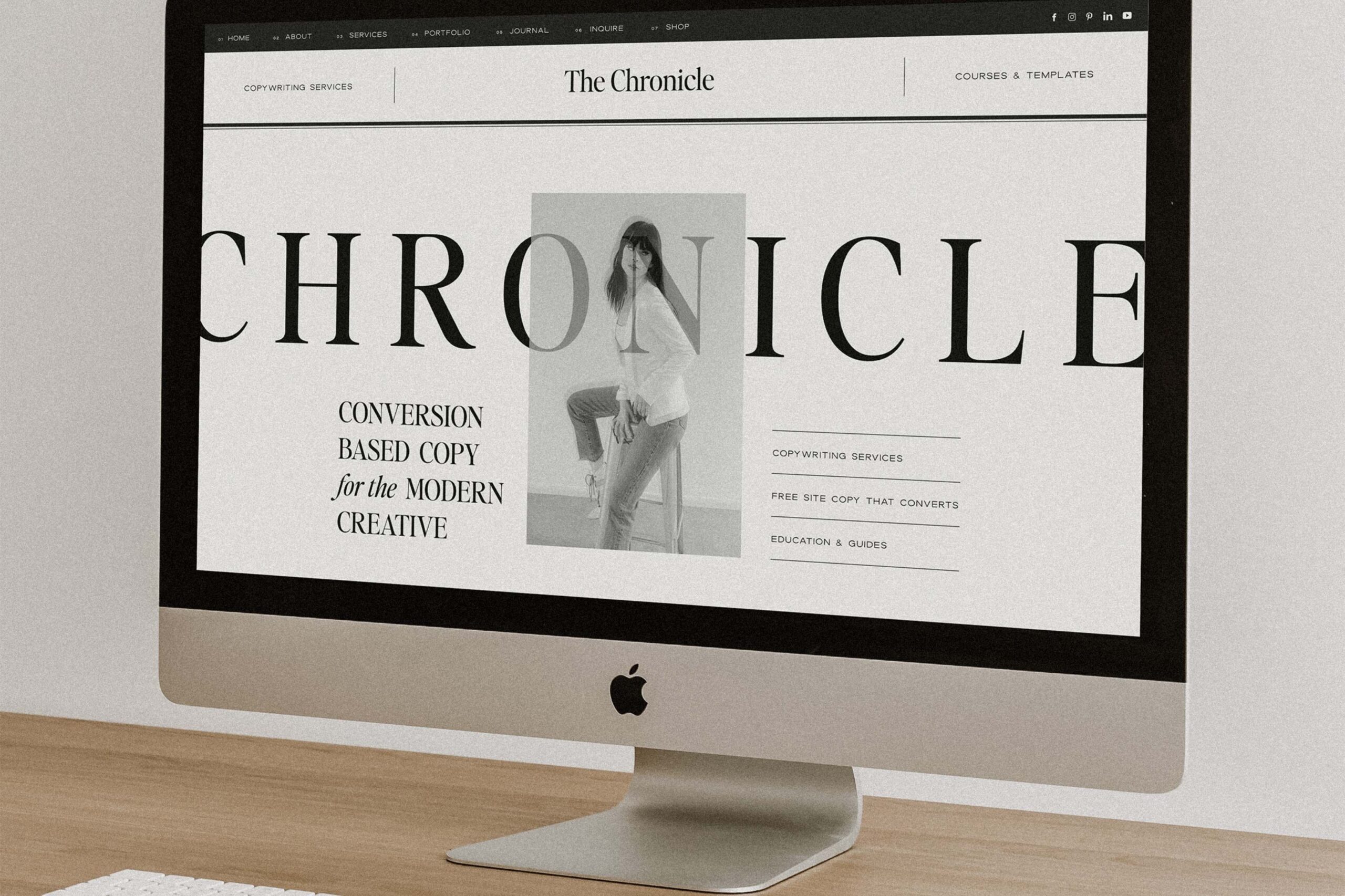 imac mockup of the Chronicle Northfolk Showit template